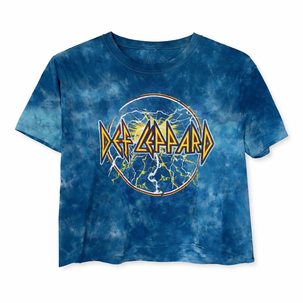 🎸 NWOT! Official Def Leopard Tie Dye Crop Tee